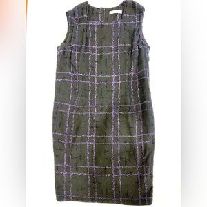 Carolina Herrera Black Purple Dress Raw Fringe Dress